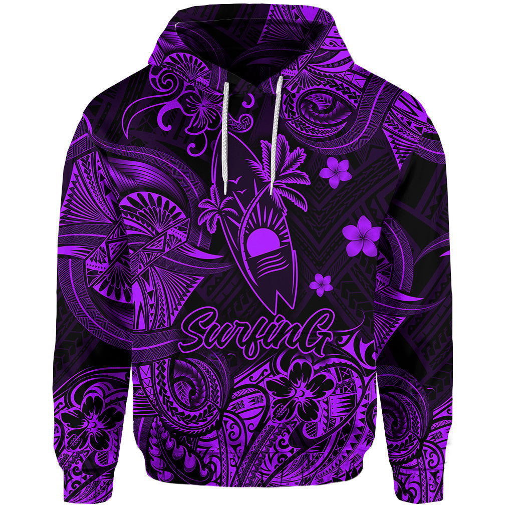 ( Personalised) Hawaii Surfing Polynesian Hoodie Unique Style Purple