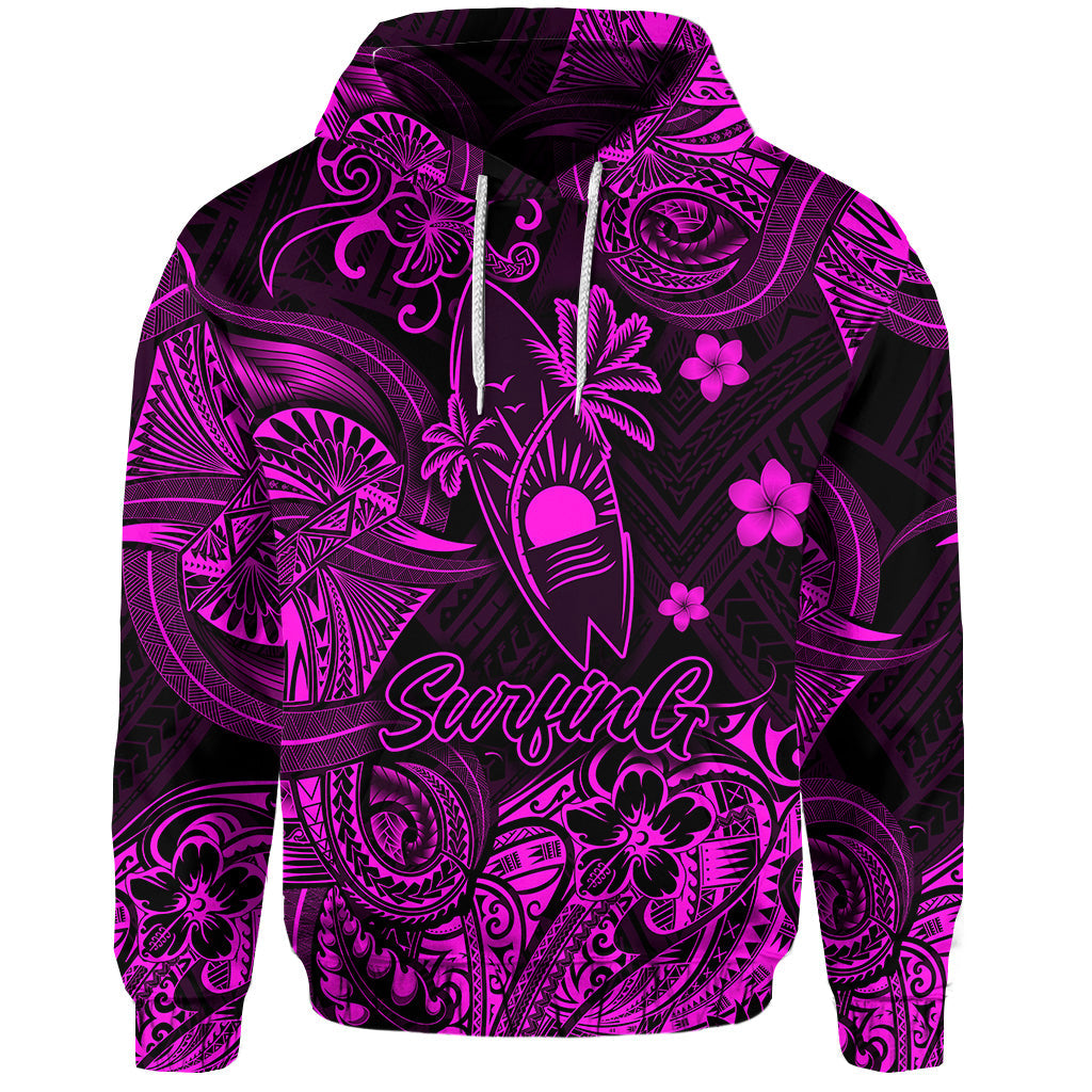 ( Personalised) Hawaii Surfing Polynesian Hoodie Unique Style Pink