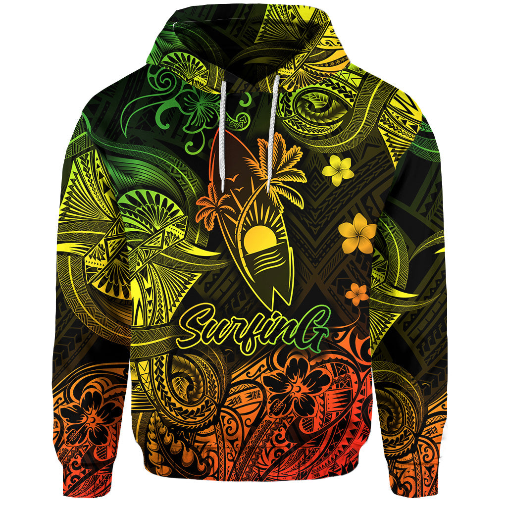 ( Personalised) Hawaii Surfing Polynesian Hoodie Unique Style Reggae