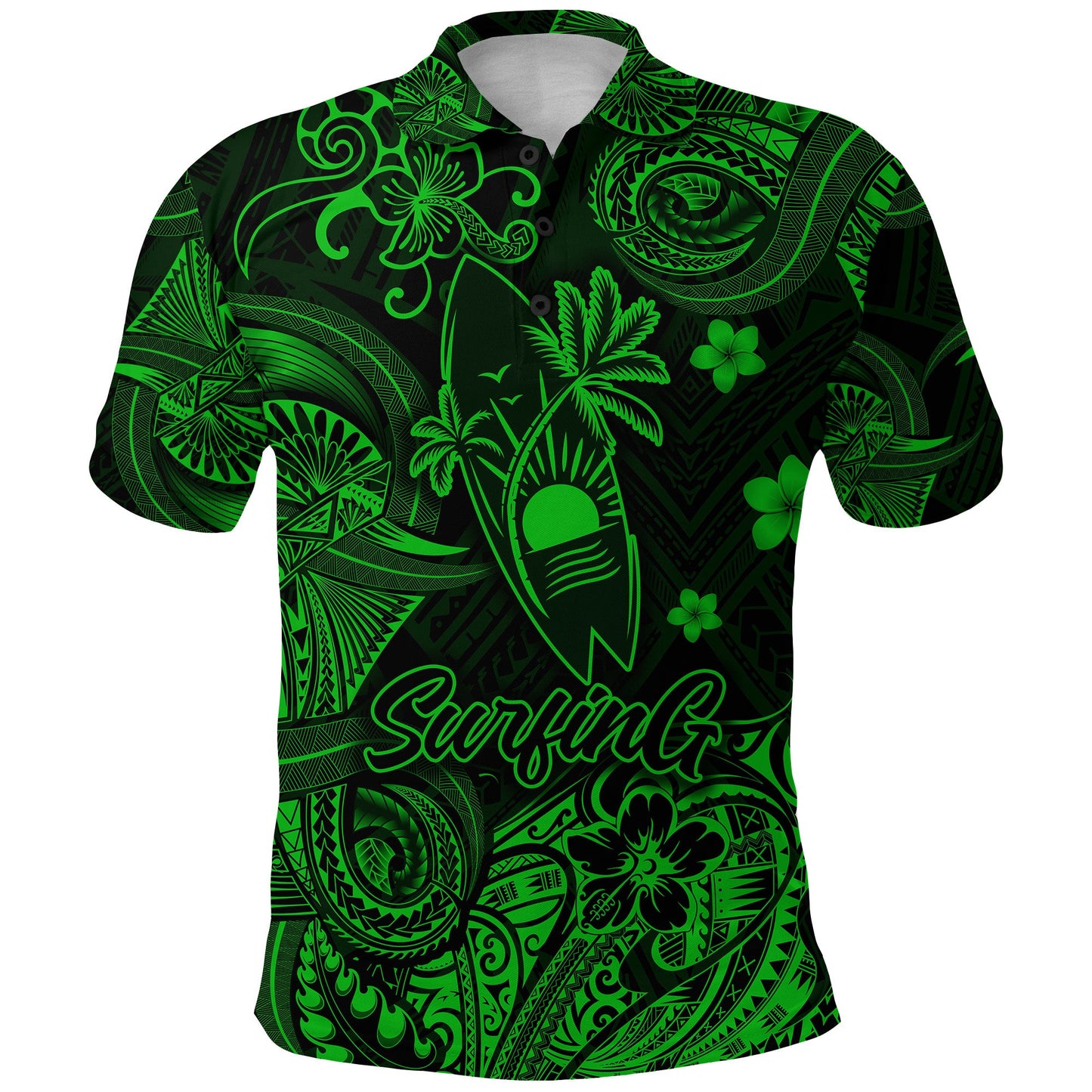 Hawaii Surfing Polynesian Polo Shirt Unique Style - Green