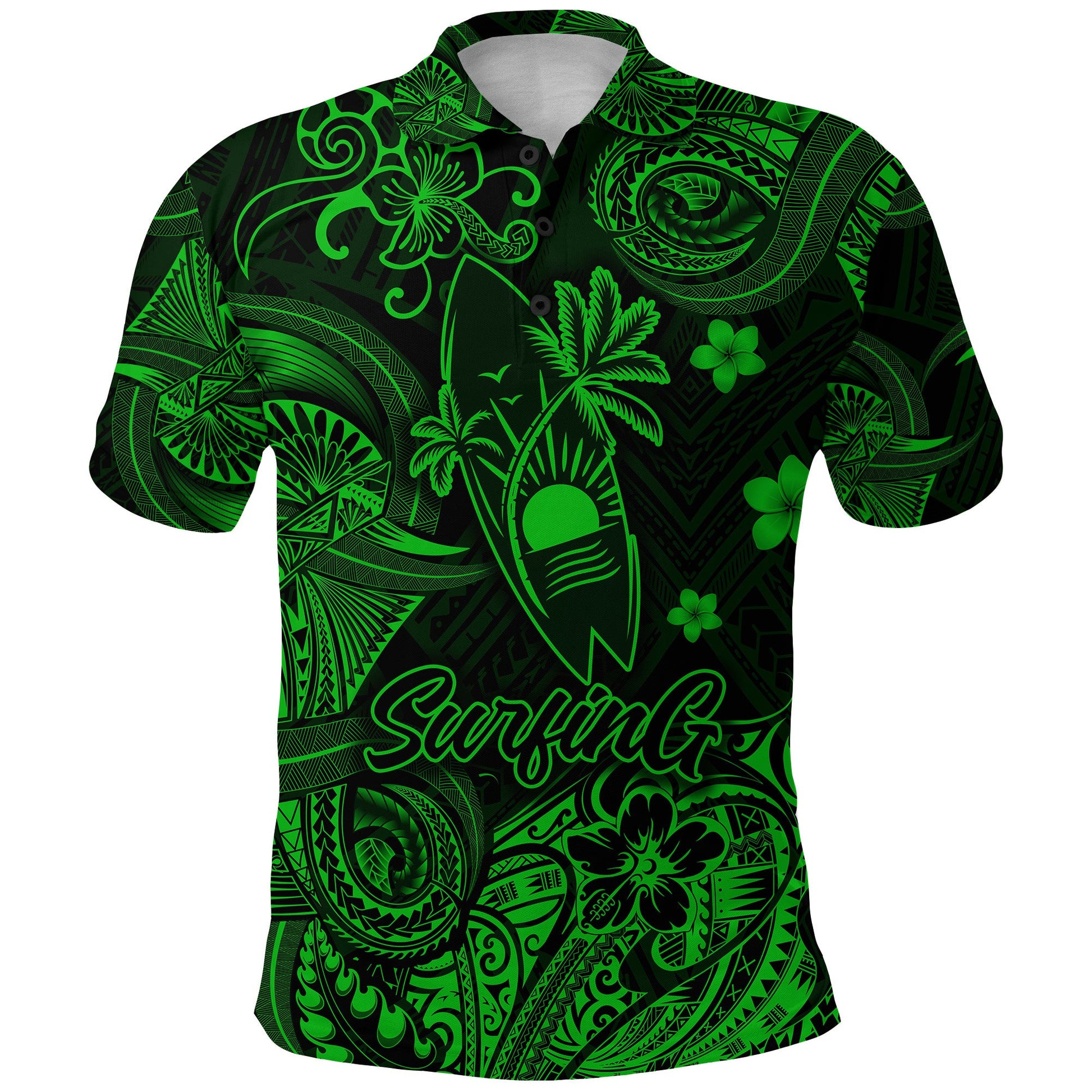 Hawaii Surfing Polynesian Polo Shirt Unique Style - Green