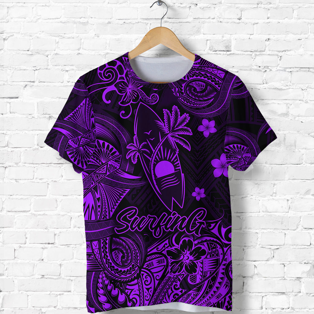 Hawaii Surfing Polynesian T Shirt Unique Style Purple