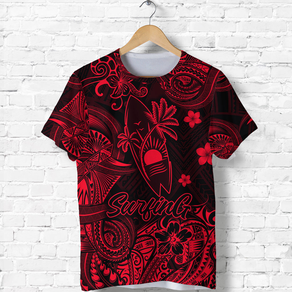 Hawaii Surfing Polynesian T Shirt Unique Style Red
