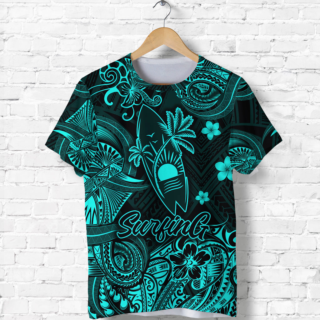 Hawaii Surfing Polynesian T Shirt Unique Style Turquoise