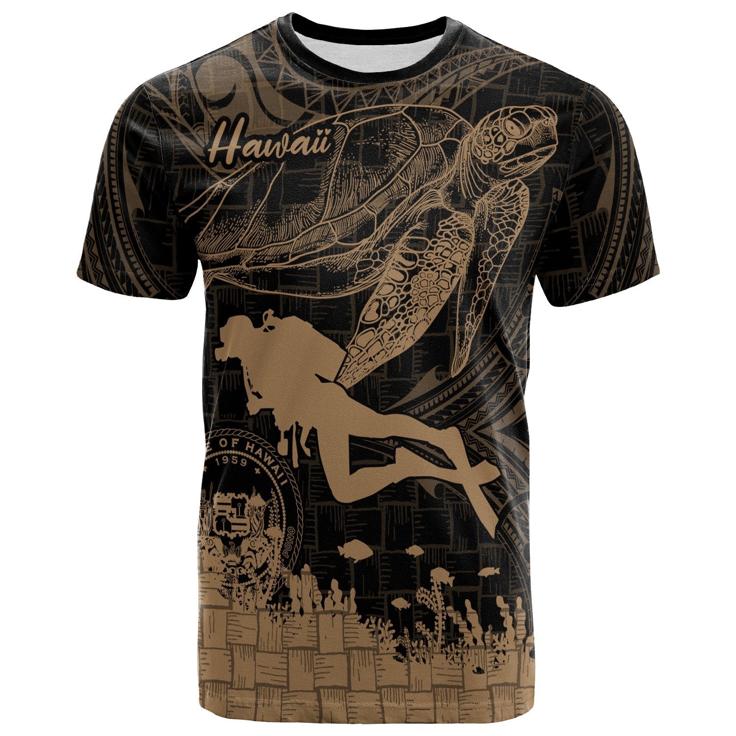 Hawaii T-Shirt - Scuba Diving With Turtle