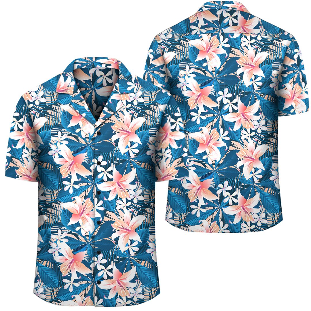 Hawaii Tropical Hibiscus Blue Hawaiian Shirt