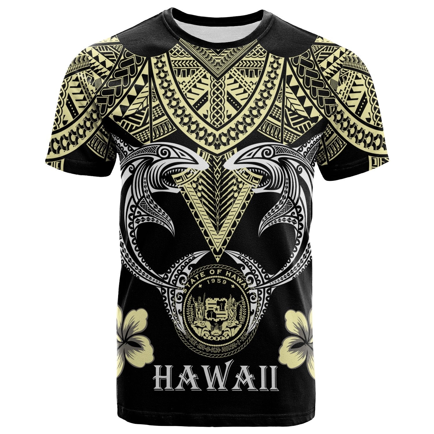 Hawaii T-Shirt - Pacific Maori Pattern Sharks