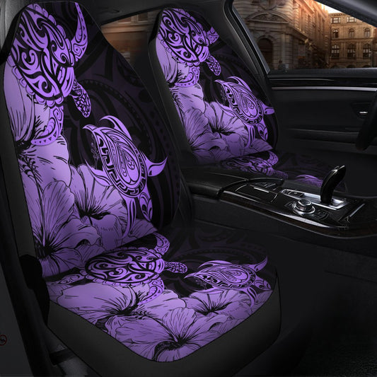 Hawaii Turtle Car Seat Covers Polynesian Hibiscus Art Violet AH