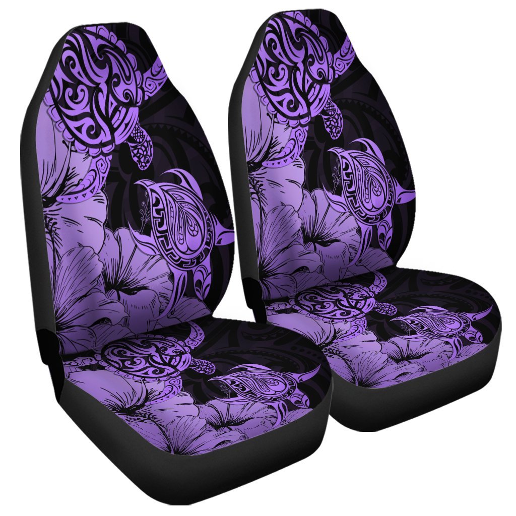 Hawaii Turtle Car Seat Covers Polynesian Hibiscus Art Violet AH