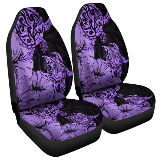Hawaii Turtle Car Seat Covers Polynesian Hibiscus Art Violet AH