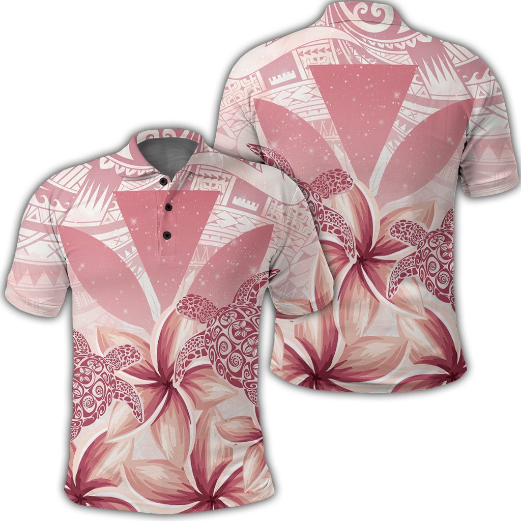 Hawaii Turtle Kanaka Plumeria Polynesian Polo Shirt Pink - AH