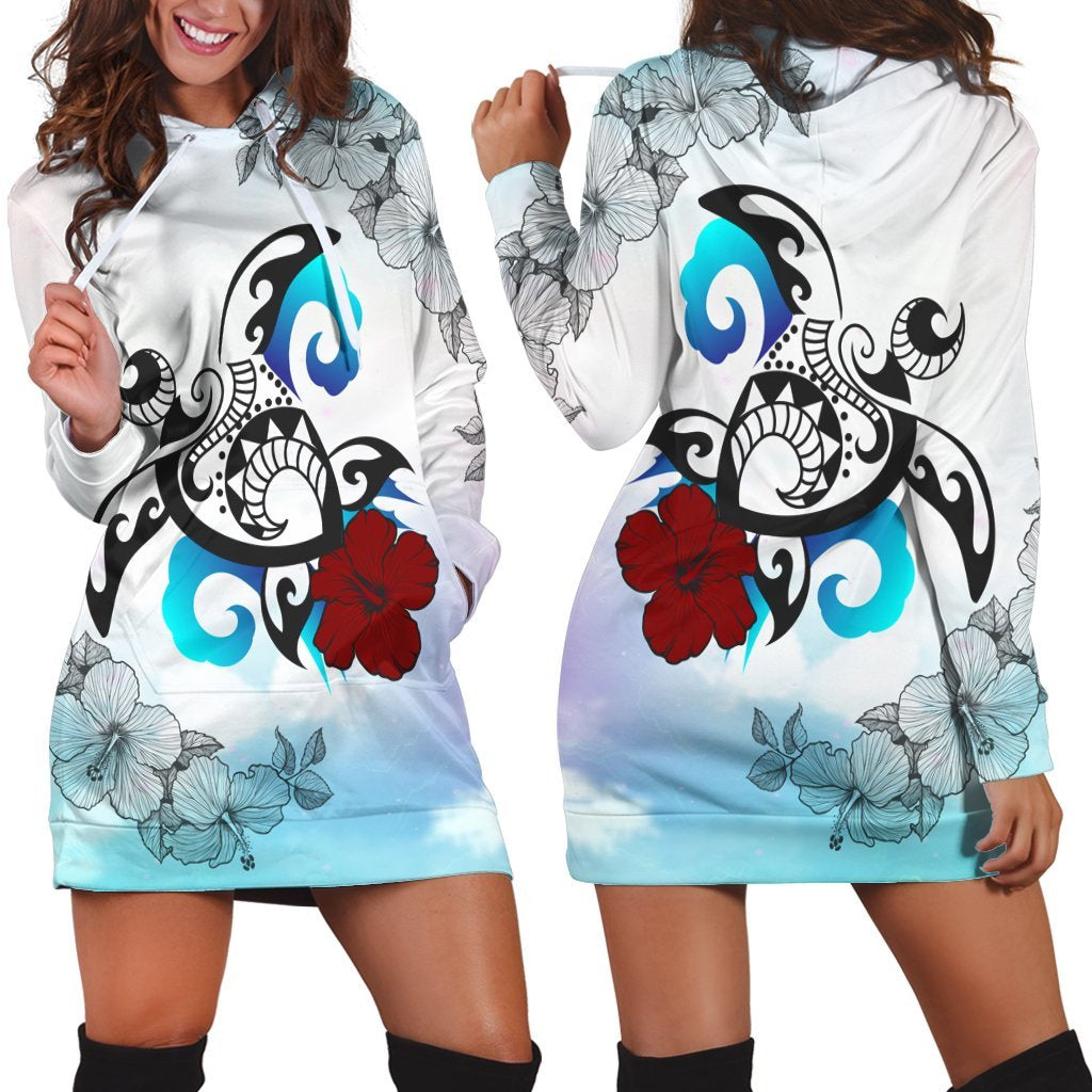 Hawaii Turtle Lollipop Plumeria Hoodie Dress AH