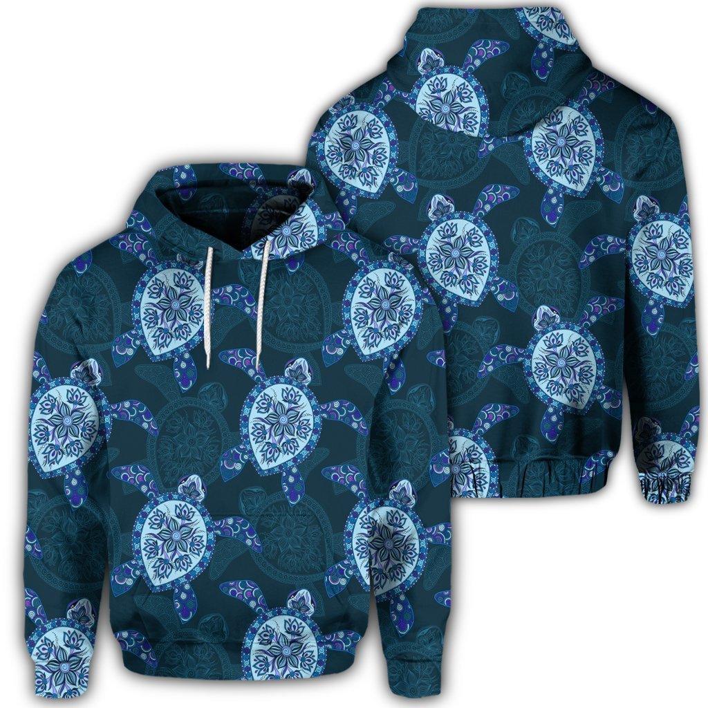 Hawaiian Turtle Plumeria Blue Hoodie