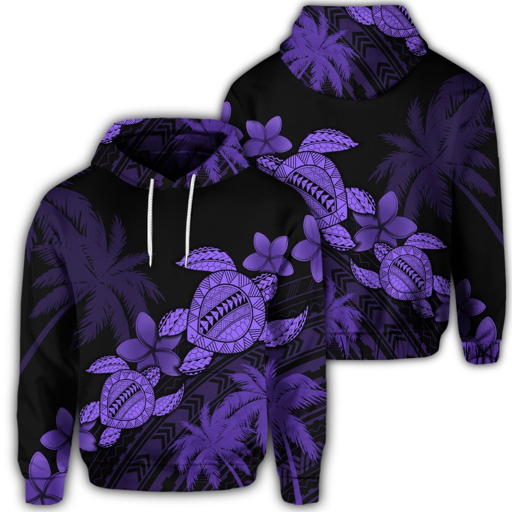 Hawaiian Turtle Plumeria Coconut Tree Polynesian Hoodie Purple