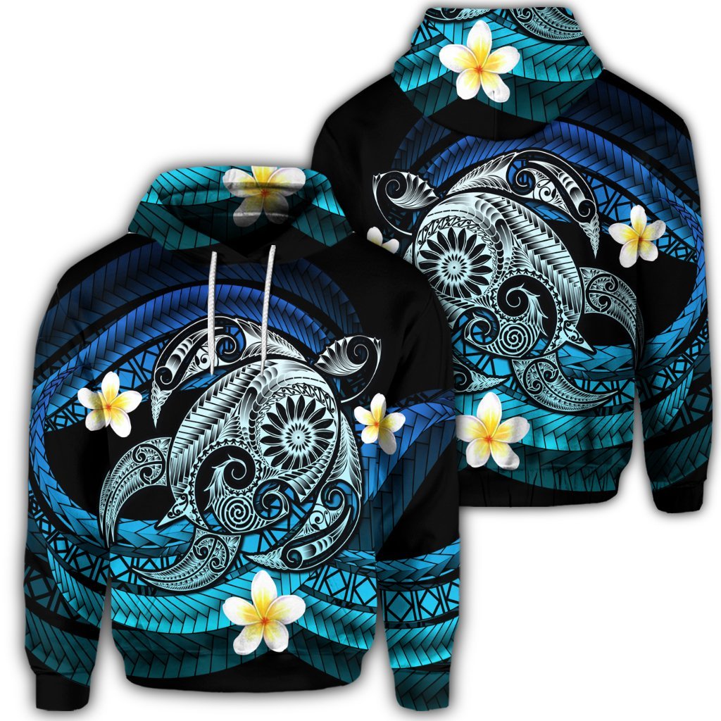 Hawaiian Turtle Plumeria Polynesian Hoodie Mela Style