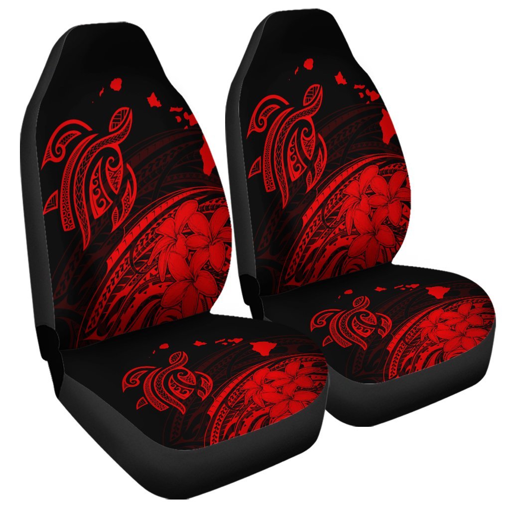 Hawaii Turtle Polynesian Map Plumeria Car Seat Covers Red AH