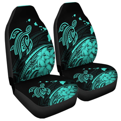 Hawaii Turtle Polynesian Map Plumeria Car Seat Covers Turquoise AH