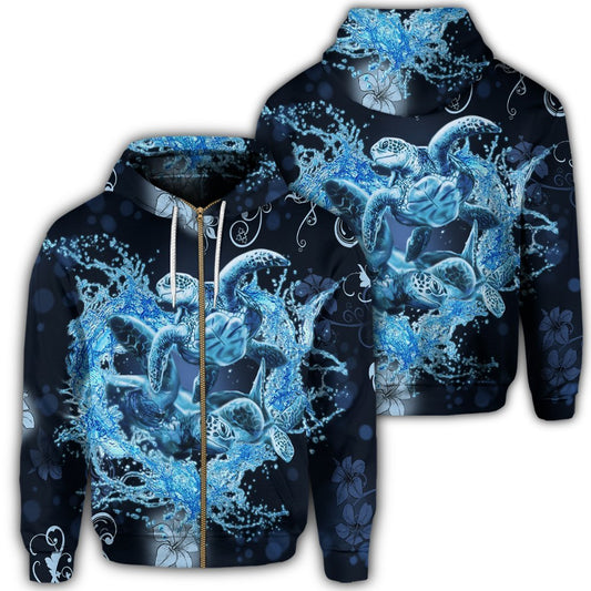 Hawaii Turtle Sea Ohana Zip Hoodie