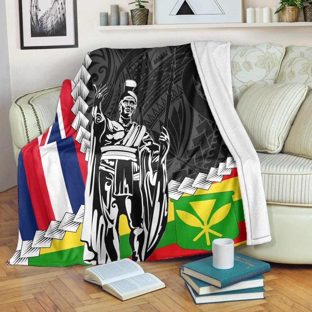 Hawaii Two Flag Kanaka Maoli King Polynesian Premium Blankets AH
