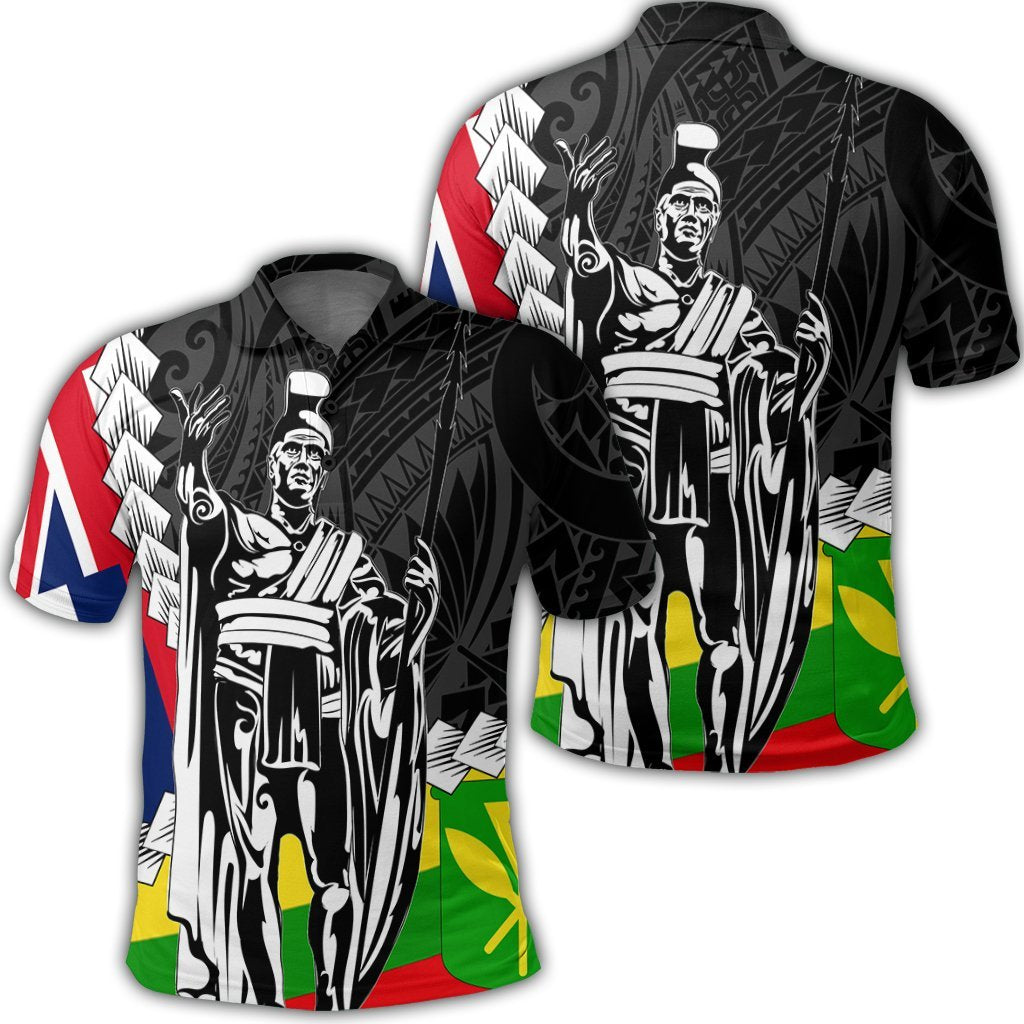 Hawaii Two Flag Kanaka Maoli King Polynesian Polo Shirt - AH