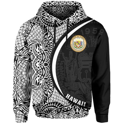 Hawaii Polynesian Hoodie White Round Style