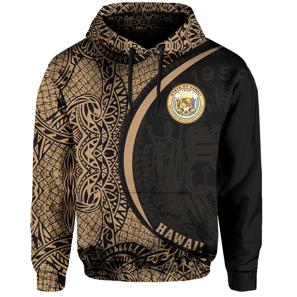 Hawaii Polynesian Hoodie Gold Round Style
