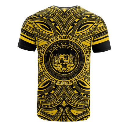 Hawaii All T - Shirt - Hawaii Coat Of Arms Polynesian Gold Black