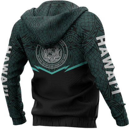 Hawaii Polynesian Zipper Hoodie Turquoise Energy Style