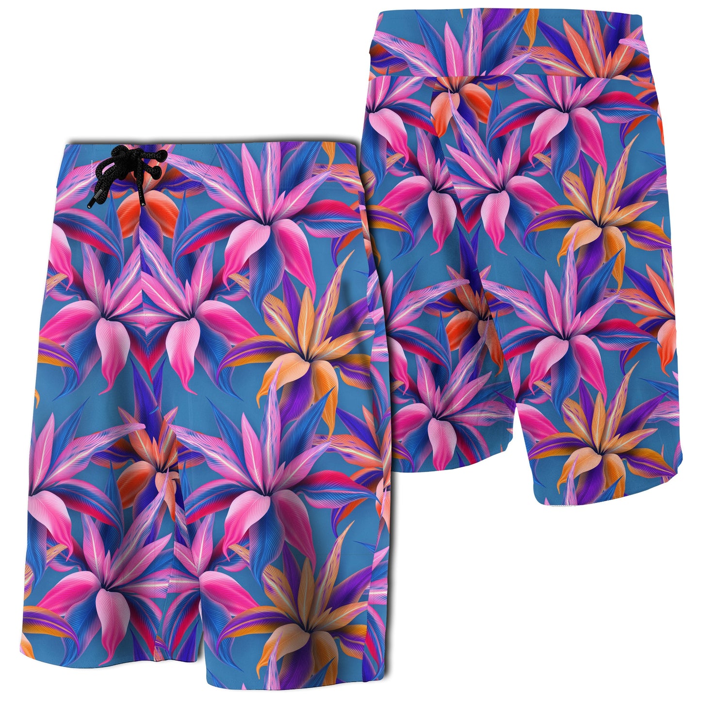 Hawaii Tropical Flowers Pink Board Shorts