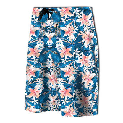 Hawaii Tropical Hibiscus Blue Board Shorts