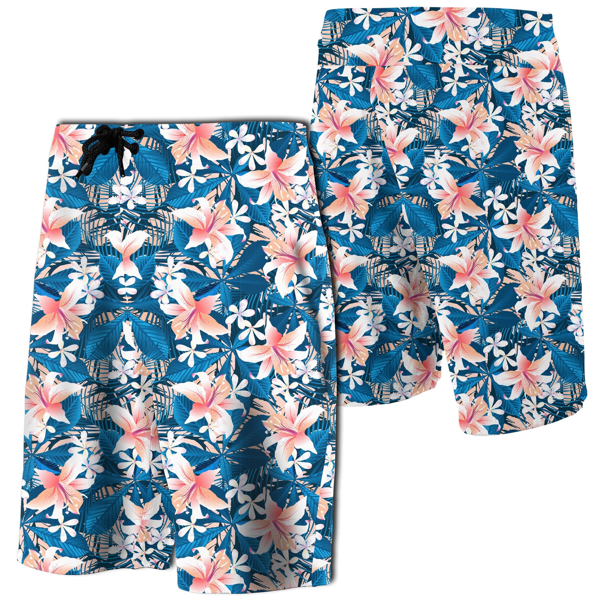 Hawaii Tropical Hibiscus Blue Board Shorts