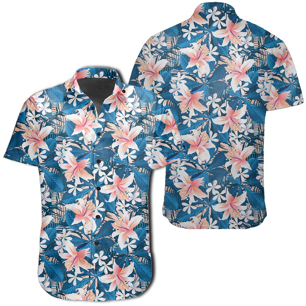 Hawaiian Shirt - Tropical Hibiscus Blue Shirt