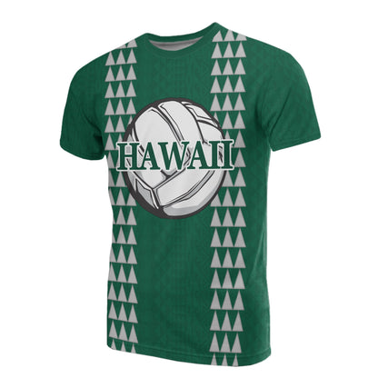 Hawaii Polynesian T - Shirt - Volleyball Hawaiian Pattern Green