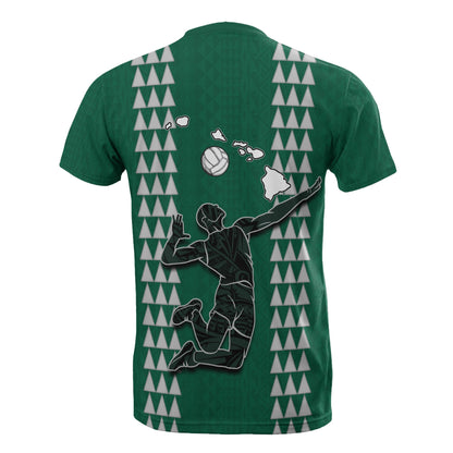 Hawaii Polynesian T - Shirt - Volleyball Hawaiian Pattern Green