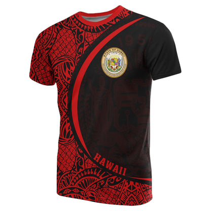 Hawaii Polynesian T-Shirt Red - Round Style