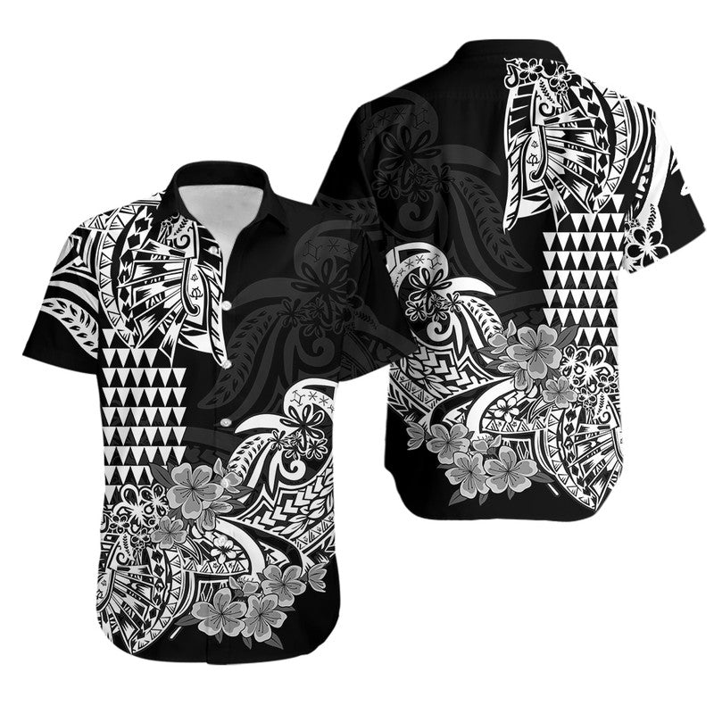 Matching Hawaiian Outfits For Couples Hawaii Kakau Couple Women Off Shoulder Long Dress and Hawaiian Shirt Polynesian Floral Tribal Black Version
