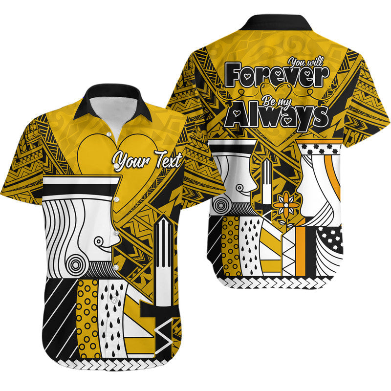 (Custom Personalised) Outfit For Couple Polynesian Vanlentine Combo Dress and Shirt Queen and King Heart Gold Version