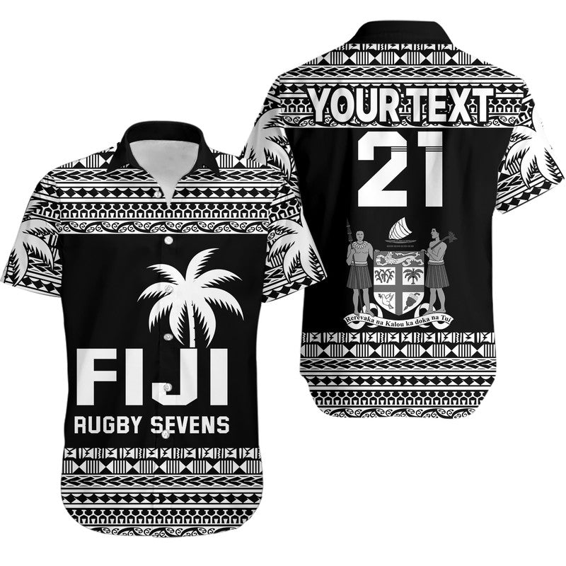 Custom Text And Number Fiji Rugby Sevens Hawaiian Shirt Simple Style