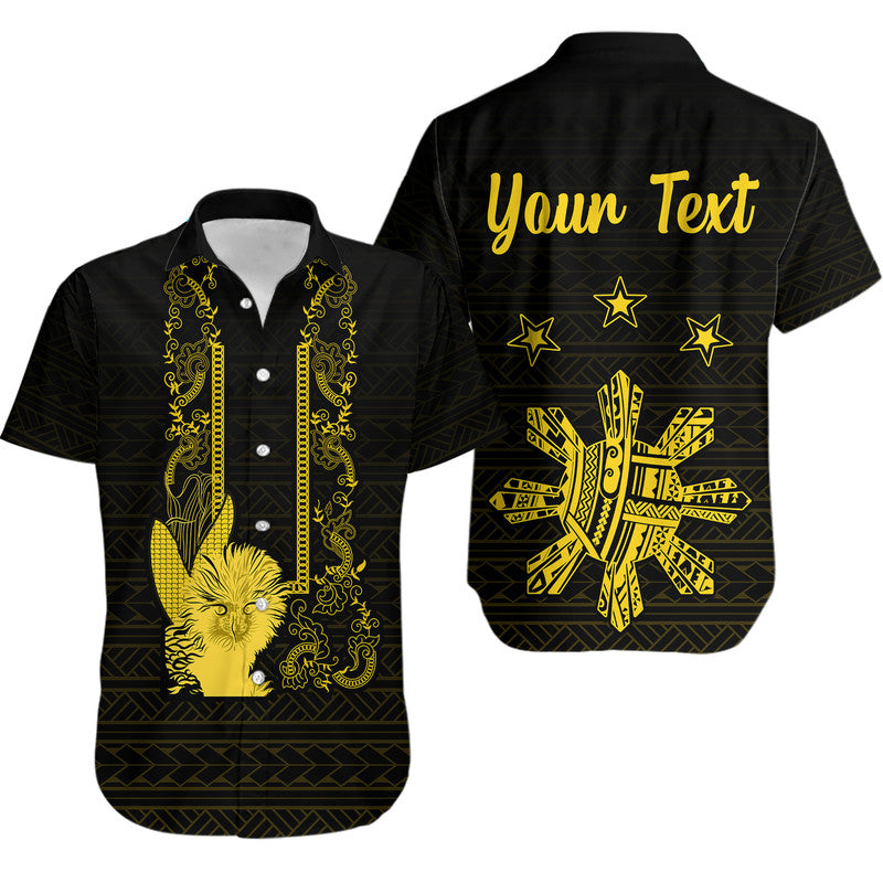 Custom Personalised Philippines Eagle Barong Hawaiian Shirt Filipino Eight Rayed Gold Sun