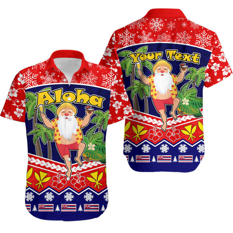 Custom Personalised Hawaii Santa Kalikimaka Palm And Hibiscus Christmas Vibe Hawaiian Shirt