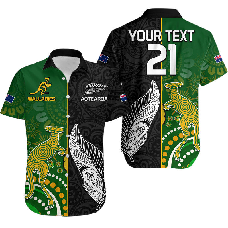 Aotearoa Rugby All Black Combine Australia Wallabies Baseball Jersey Aboriginal Kangaroo And Maori Fern