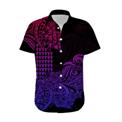 Hawaii Matching Clothes For Couples Hawaii Kakau Couple Women Off Shoulder Long Dress and Hawaiian Shirt Polynesian Floral Tribal Gradient Version