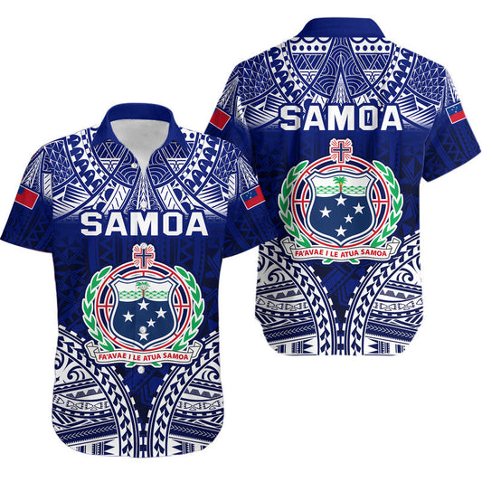 Samoa Coat Of Arms Hawaiian Shirt Polynesian Pattern