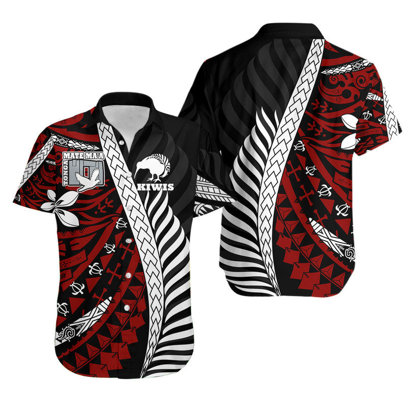 Mate Ma'a Tonga Mixed Aotearoa Kiwis Rugby Hawaiian Shirt Silver Fern Mixed Polynesian Style