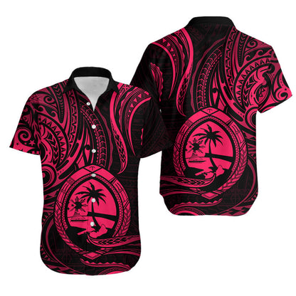 Matching Outfits For Couples Polynesian Guam With Polynesian Tribal Tattoo and Coat of Arms Pink Version