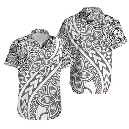 Hawaiian Matching Outfits For Couples Traditional Polynesian Tribal Tattoo Retro Combo Dress and Shirt Grey