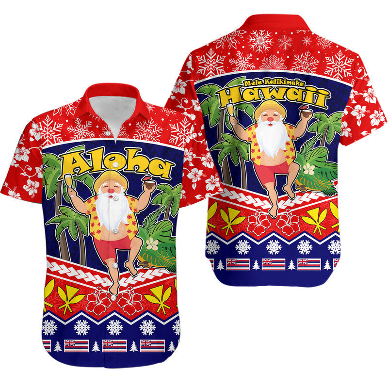 Hawaii Santa Kalikimaka Palm And Hibiscus Christmas Vibe Hawaiian Shirt