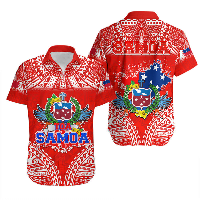 Toa Samoa Polynesian Rugby Hawaiian Shirt Samoan Flag Red Color