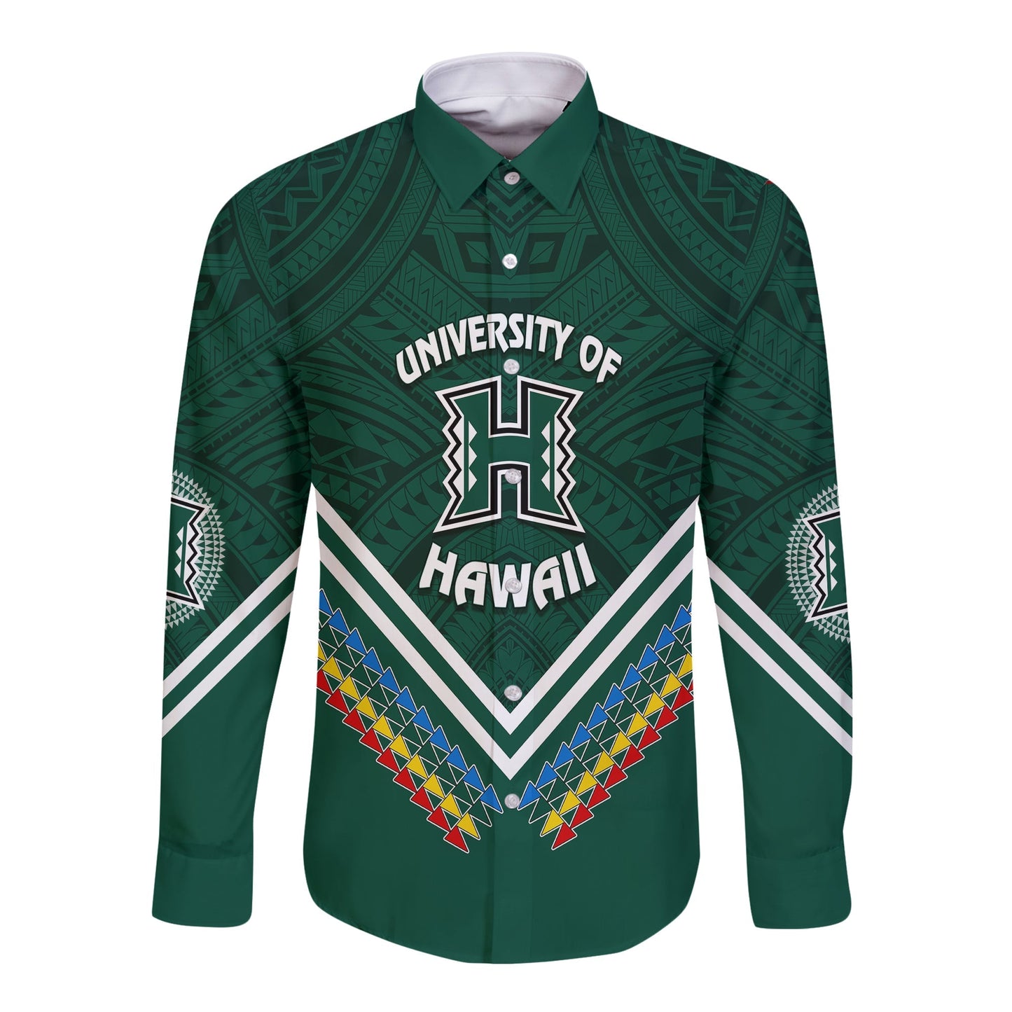 Personalised Hawaii Rainbow Warriors Long Sleeves Button Shirt Simple Style