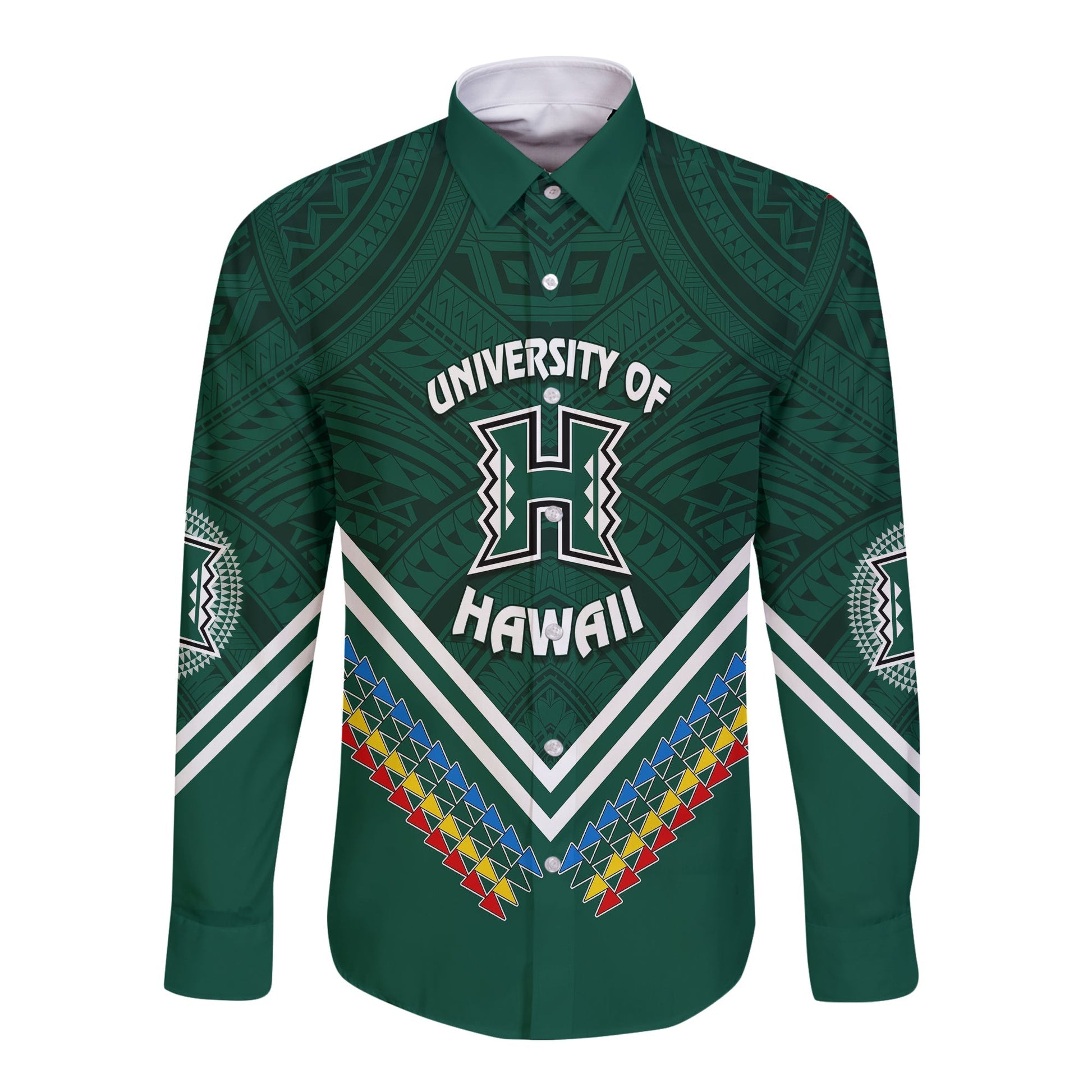 Personalised Hawaii Rainbow Warriors Long Sleeves Button Shirt Simple Style